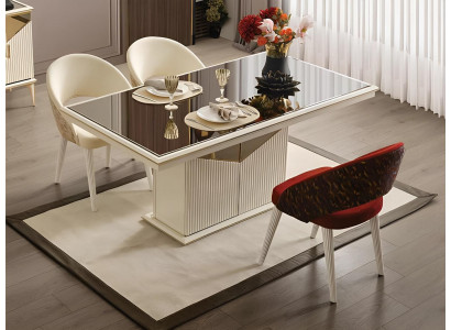 Eettafel Tafel Tafel Eethoek Beige Hout Goud Luxe