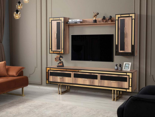 Woonkamer dressoir TV-standaard RTV laag tv-meubel woonwand hout bruin meubels