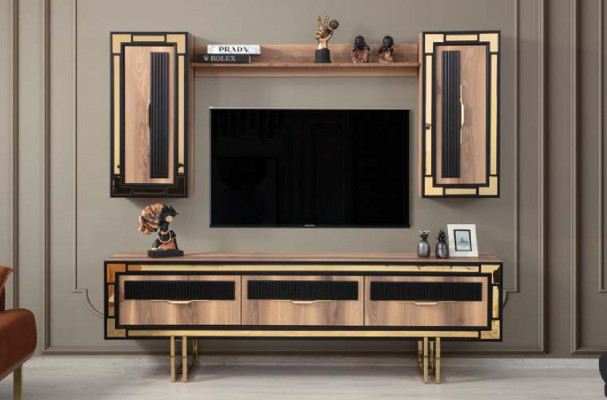 Woonkamer dressoir TV-standaard RTV laag tv-meubel woonwand hout bruin meubels