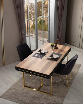 Houten eettafel eettafel tafel eetkamer eetgedeelte hout bruin