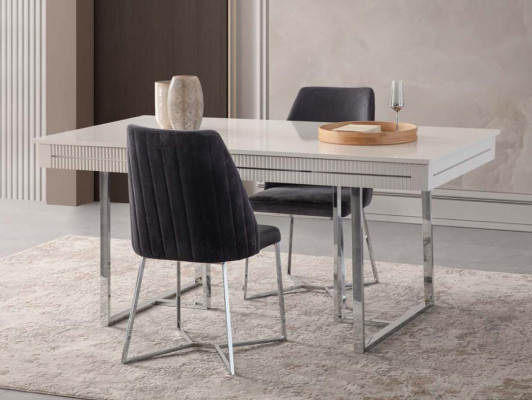 Moderne Eettafel Eettafel Tafel Eetkamer Uitschuifbaar Hout Wit.