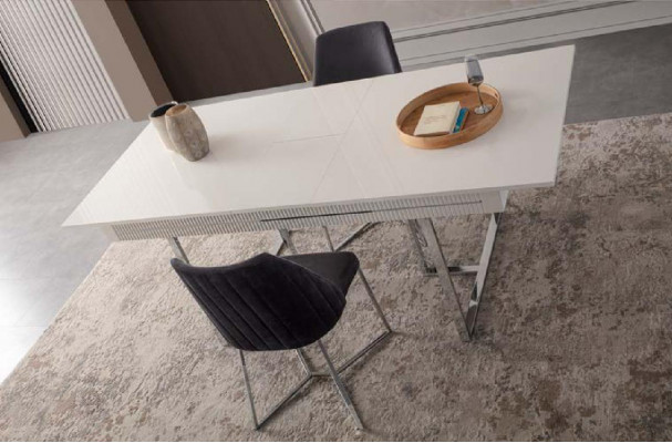 Moderne Eettafel Eettafel Tafel Eetkamer Uitschuifbaar Hout Wit.