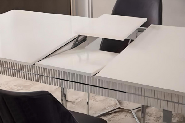 Moderne Eettafel Eettafel Tafel Eetkamer Uitschuifbaar Hout Wit.