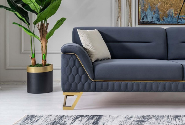 Blauw woonkamer zitmeubilair Designer hoekbank Luxe Moderne fauteuil