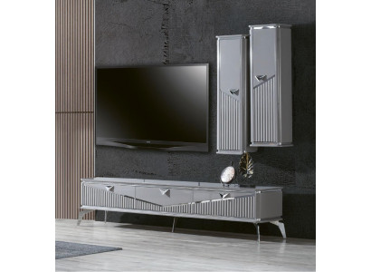 rtv Sideboard tv Ständer Fernseher Wand Wohnwand Lowboard Grau Hochglanz  rtv Sideboard tv stand televisie muur woonkamer lowboard grijs hoogglans