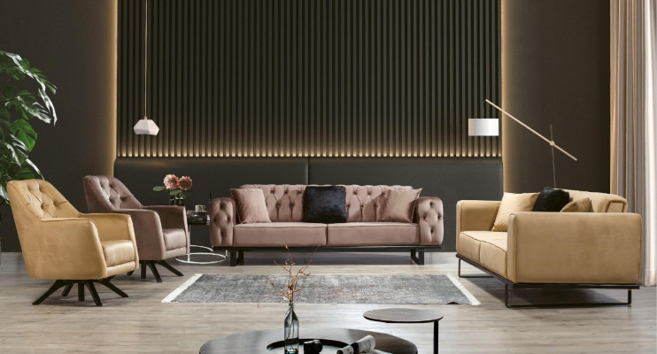 Sofa set Chesterfield 3+3+1+1 zits bank gestoffeerd meubel set
