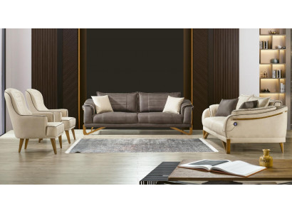 Sofa set bankstel set 3 + 3 + 1 + 1 zitplaatsen bekleding set meubels zitkussen 4 stuks
