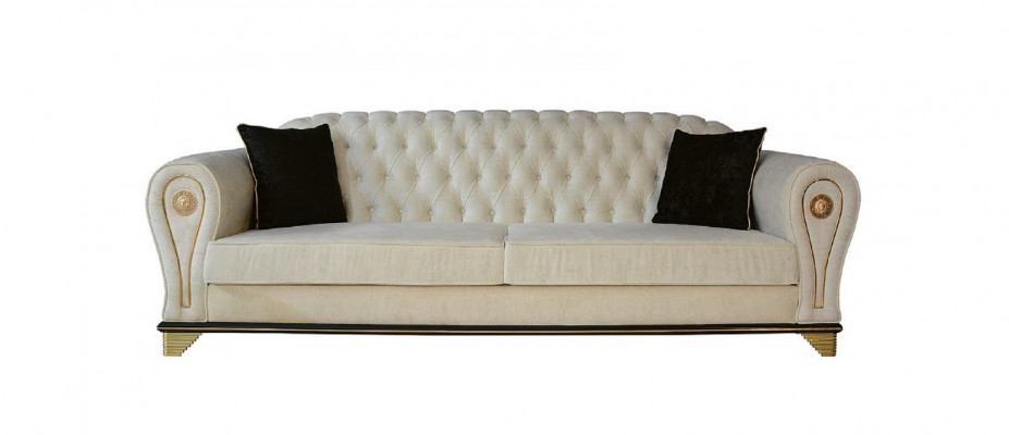 Ontwerp bankstel 3-zits wit Chesterfield stoffen sofa hoes Textiel Driezitsbank
