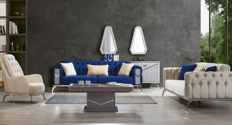 Sofa set bankstel meubels 3+3+1 salontafel 4-delig meubilair