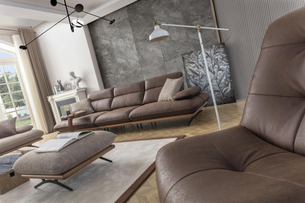 Bankstel Bankstel 4+3+1 Zits fauteuil Luxe kunstleer Bruin Groep