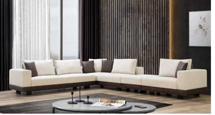 Woonkamer hoekbank Luxe L-vorm bank Textiel meubels Houten frame Stijlvol