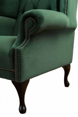 Groene oorfauteuil Fauteuil Ontwerp Bekleedbank Chesterfield Textiel Woonkamer