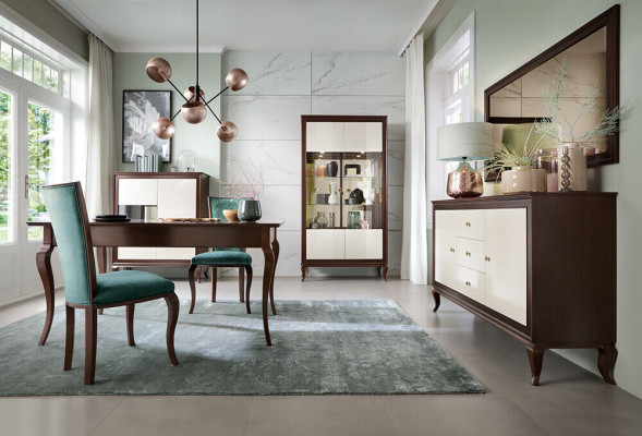 Compleet set eettafel + 6 stoelen eetkamer set decoratieve eetgroep houten tafel