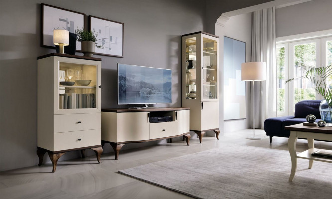 Klassieke woondecoratie wand woonkamer vitrine dressoir RTV-rek muren