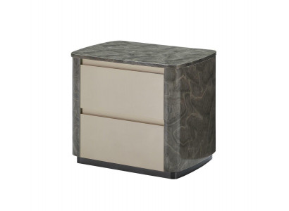 Nachtkastje Grijs Modern Design Meubels Hout Luxe Bijzettafel Tafel Slaapkamer