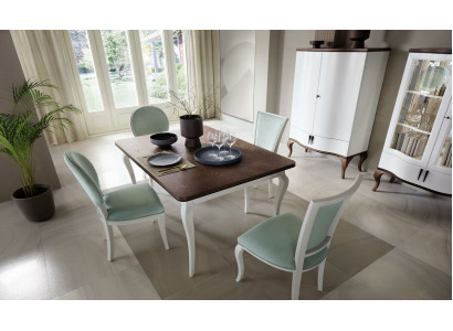Klassieke eettafelset houten eettafel eetkamer 4x stoel stoelen set