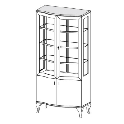 Klassieke vitrinekast kast kasten vitrines hout woonkamer dressoir