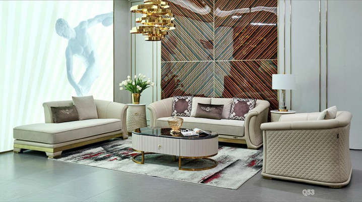 Luxe hotel meubels zitbank bankstel gestoffeerde meubels woonkamer leren set.