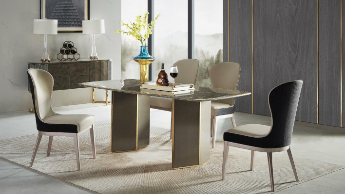 Eettafel marmer Eettafels Eetkamer tafels Tafel Ontwerp Hout Roestvrij staal Luxe