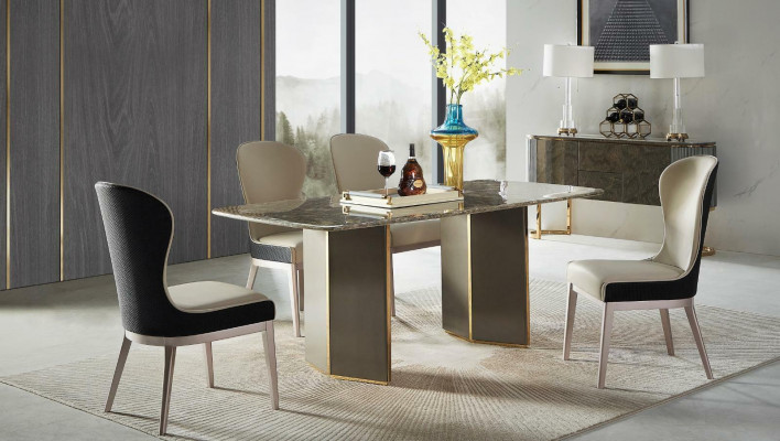 Eettafel marmer Eettafels Eetkamer tafels Tafel Ontwerp Hout Roestvrij staal Luxe