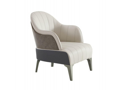 Fauteuil Woonkamer Modern Ontwerp Beige Lederen Luxe Lounge Clubmeubelen