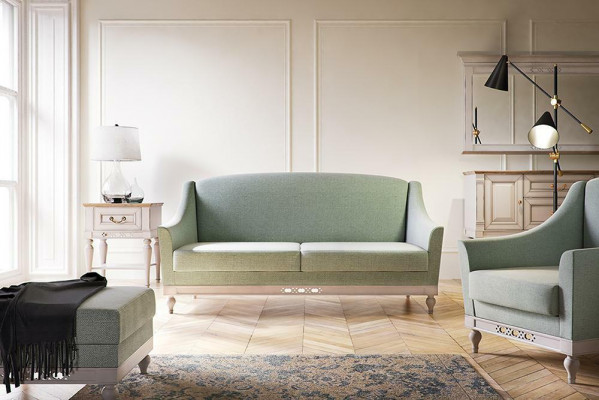 Sofa set Bank Bankstel Sierkussen Set Set Zitplaats 311 Voetenbankje 4-delig. Garnituren