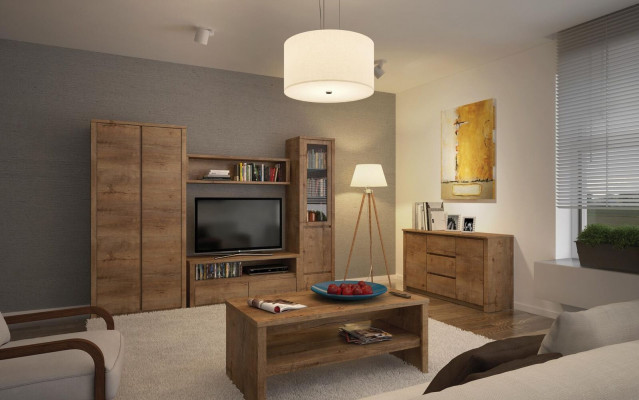 Woonkamerset Design Woonkamer Dressoir Wandplank Kommode Vitrine 5-delig.