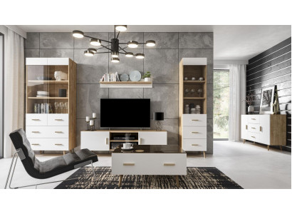 Woonkamer set woonkamer set vitrine commode wandplank vitrinekasten woonwanden 4-delige set