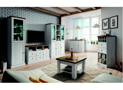 Wandkast Woonkamerset Vitrine Tv-meubel Wandplank 3-delige set Woonwanden Hout Nieuw