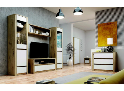 Ontwerp woonkamerset vitrine 2x dressoir woonwand wandplank plank kasten 4-delig.