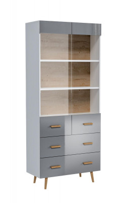 Vitrine Buffet Kast Plank Modern Stijl Woonkamer Collectie Grijs Vitrines