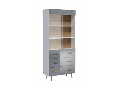 Vitrine Buffet Kast Plank Modern Stijl Woonkamer Collectie Grijs Vitrines