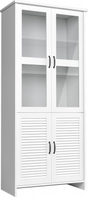 Houten glazen kast vitrines kasten wit landhuis hoge kast vitrine kast