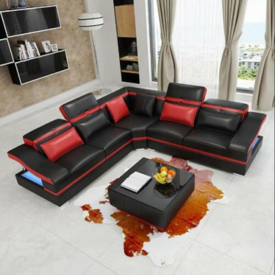 Luxus Design Hoekbank L-vormig Modern Banken Leren Bank Woonkamer Bank Zitje