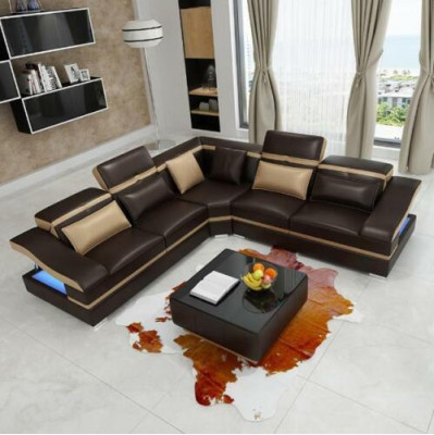 Luxus Design Hoekbank L-vormig Modern Banken Leren Bank Woonkamer Bank Zitje