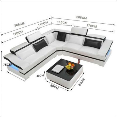 Luxus Design Hoekbank L-vormig Modern Banken Leren Bank Woonkamer Bank Zitje