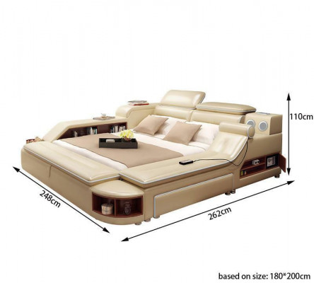 Leder bed Bedden Bekleding Dubbel Multifunctioneel 180x200 Leder bedframe