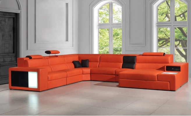 Hoekbank leren bank Groot xxl U-vormige woonlandschap Sofa Decor Bankstel