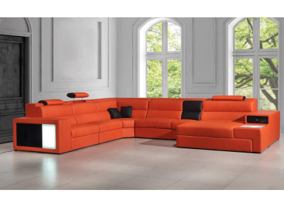 Hoekbank leren bank Groot xxl U-vormige woonlandschap Sofa Decor Bankstel