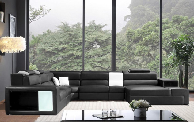 Hoekbank leren bank Groot xxl U-vormige woonlandschap Sofa Decor Bankstel