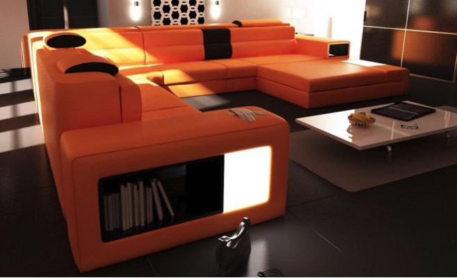 Hoekbank leren bank Groot xxl U-vormige woonlandschap Sofa Decor Bankstel