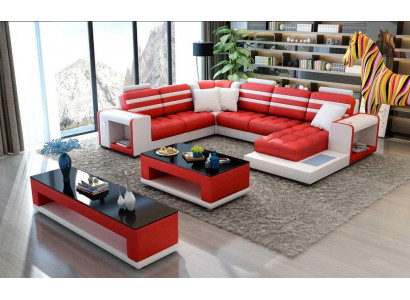 Hoekbank Bekleed Hoekbank U-vorm Salontafel Dressoir Leren bank Woonlandschap