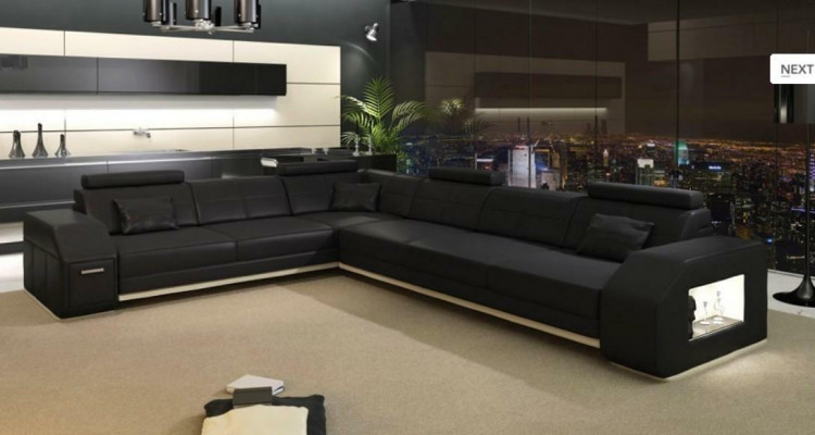 Bank hoekbank leer textiel bekleding groep designer bank woonlandschap