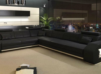 Bank hoekbank leer textiel bekleding groep designer bank woonlandschap