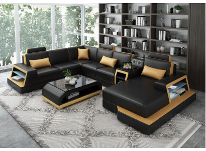 U Vorm Bank Bank Bekleding Set Hoekbank Woongebied Lederen Ontwerp