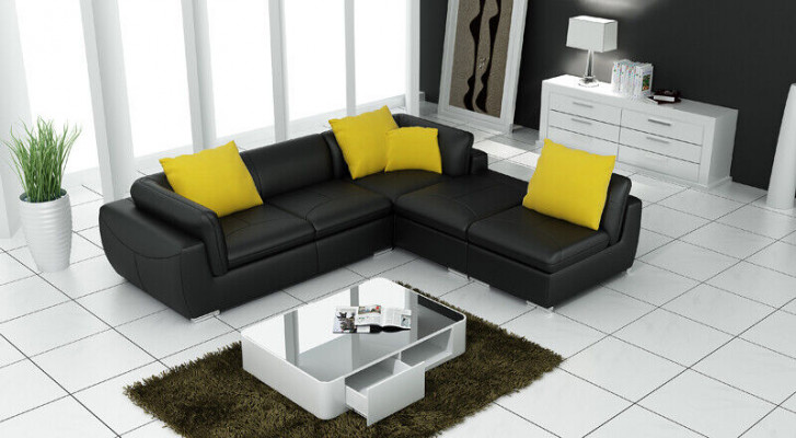 Leren hoekbank L-vorm bank woonlandschap hoekbank set decor ontwerp modern.   Leerhoekbank L-vorm bankwoonlandschap hoekbankset decorontwerp modern.