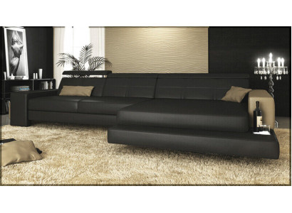 Garnituur Designer Bank Bank Hoekbank met voetenbank Woonlandschap Bekleding