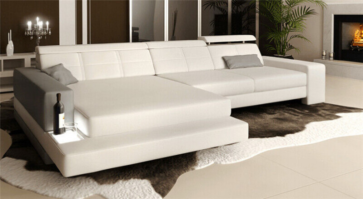 Garnituur Designer Bank Bank Hoekbank met voetenbank Woonlandschap Bekleding