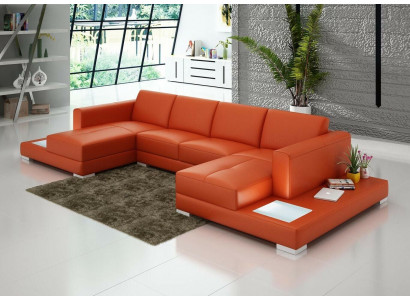U Vorm Bank Bankstel Bekleding Set Woonlandschap Ontwerp Hoekbank Leer
