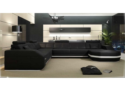 Hoekbank leren bank Big xxl U-vorm woonlandschap bank bank decoratie set